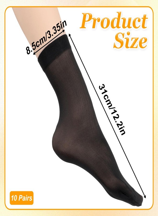 Exircy 10 Pairs Women's Ankle Socks Women Ankle Sheer Socks Black Thin Soft Reinforced Toes Premium Hosiery Stylish Breathable Sock for Women One Size - Image 2